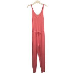 Lovers + Friends Jessa Knit Jumpsuit Drawstring Jogger Ankle Sz S Tea Rose Pink